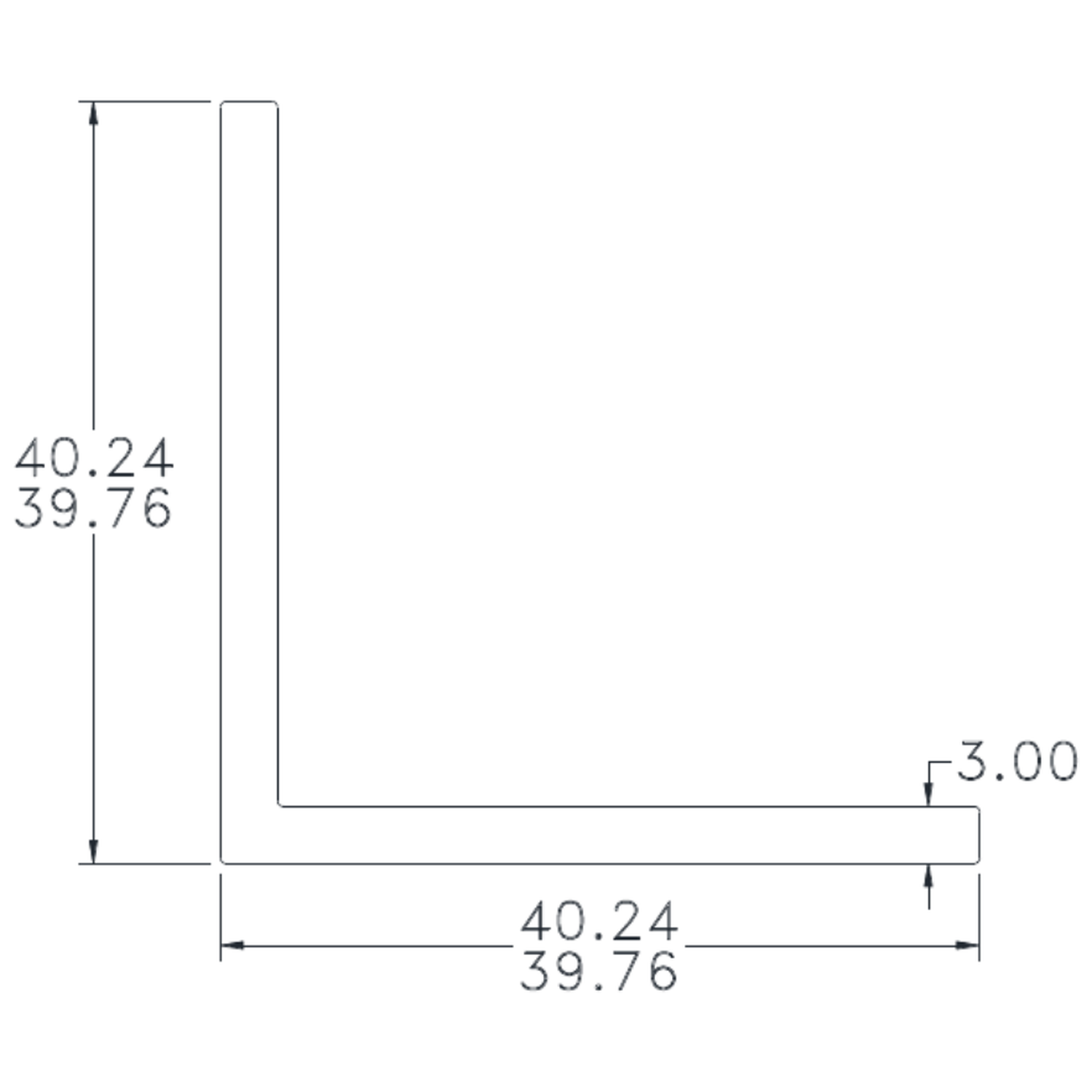 Aluminium angle profile cross-section
