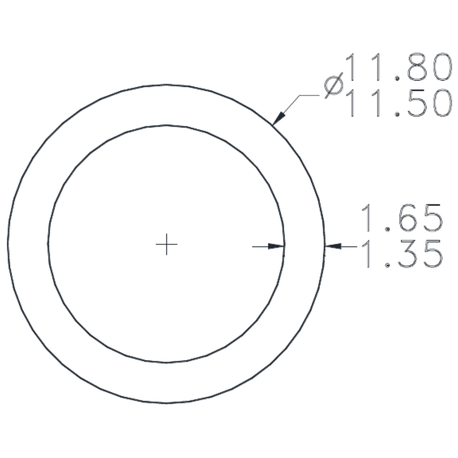 Aluminium round tube cross-section