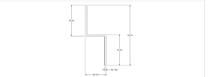 Aluminium Zed / Z-section cross-section