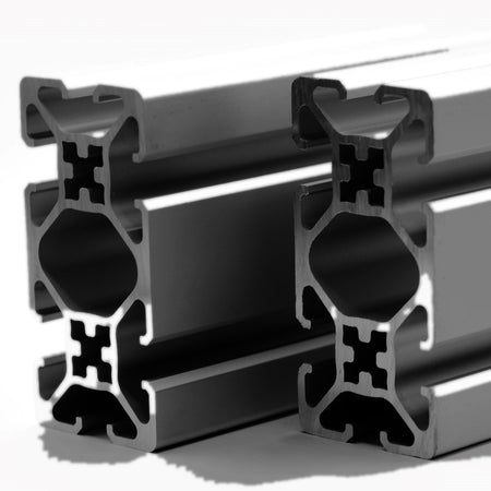 4080 aluminium T-slot / V-slot extrusion, 40 x 80 mm, black anodised, made in New Zealand