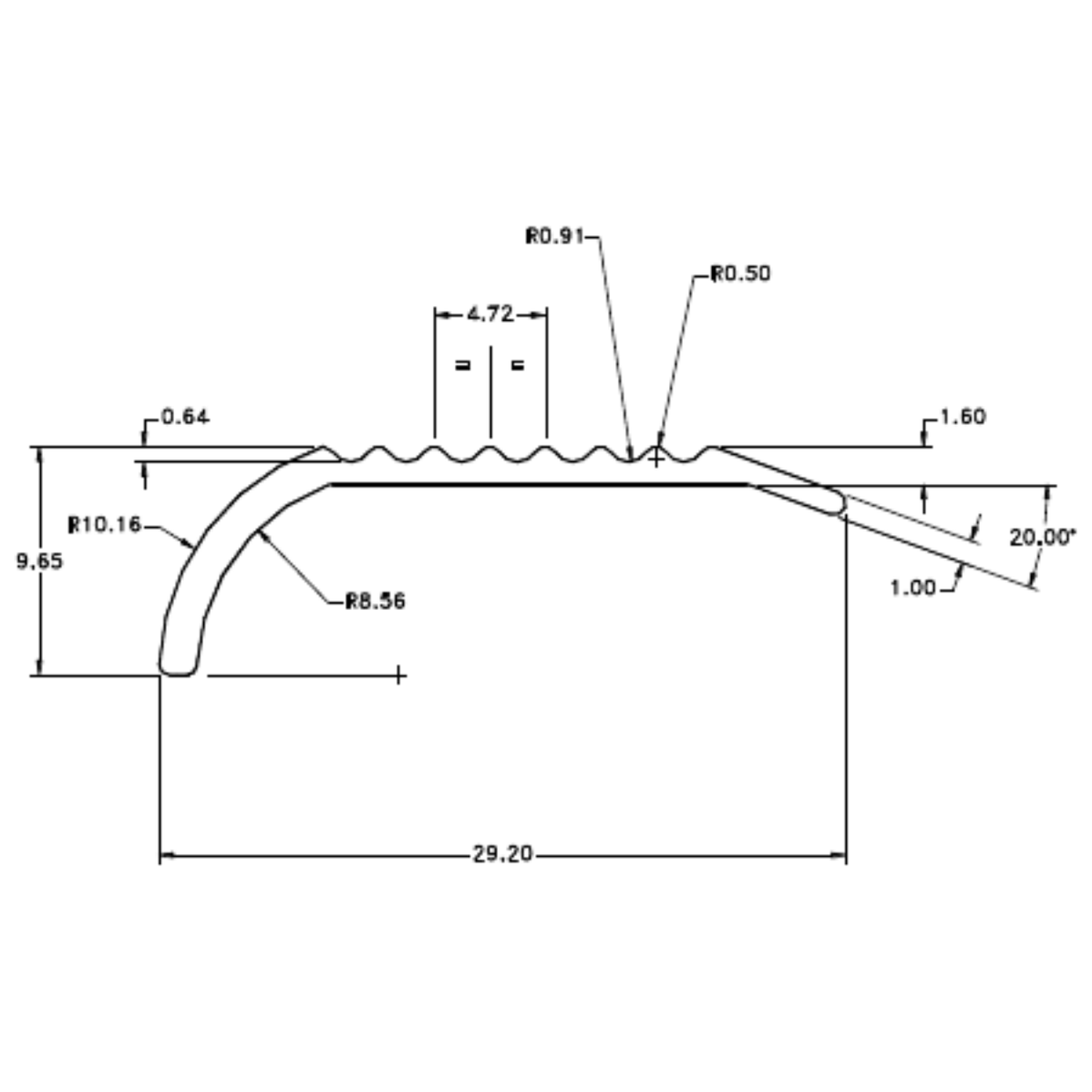 1&1/4" Screwed Carpet Edge - cross-section drawing