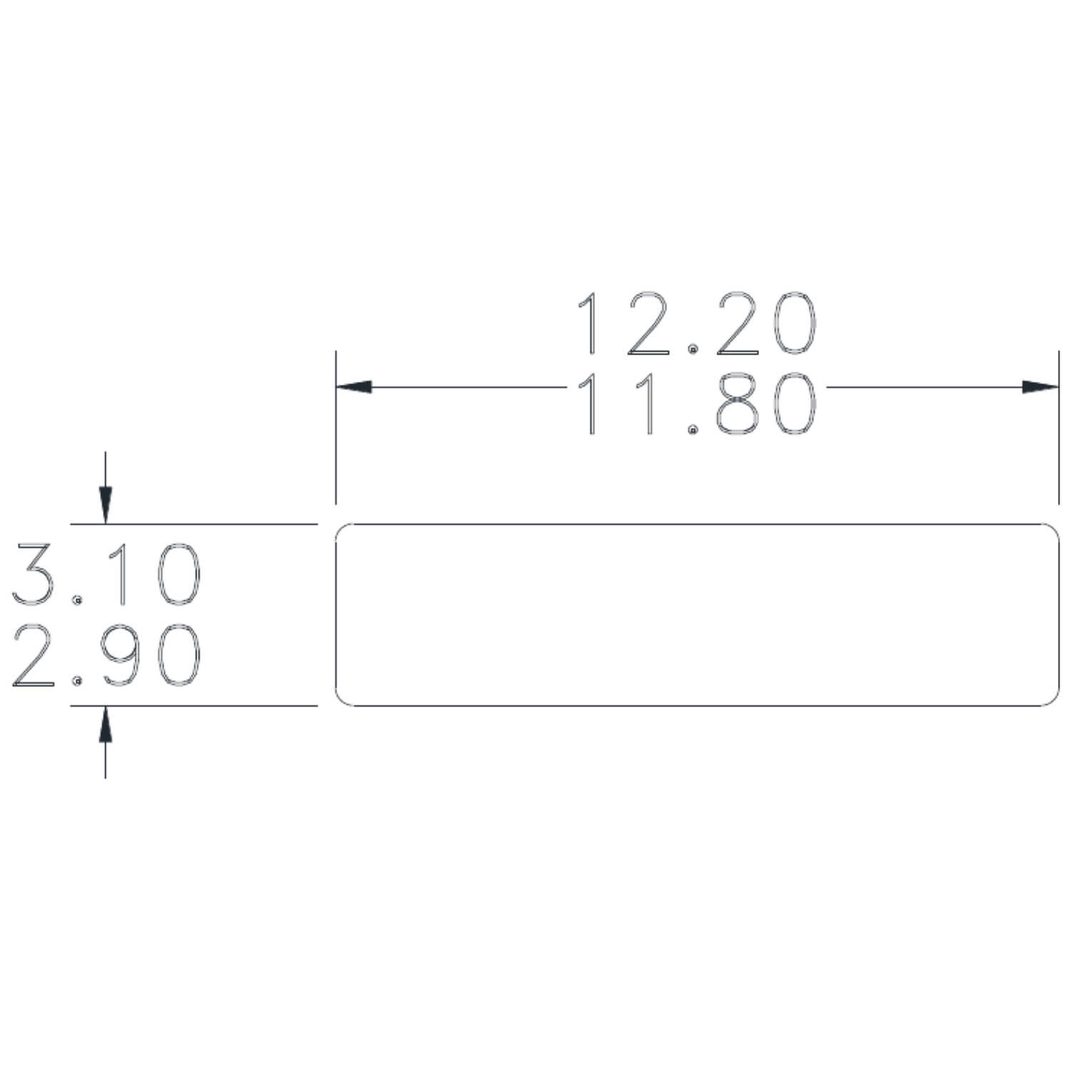 12 x 3mm S.E. Flat - cross-section drawing