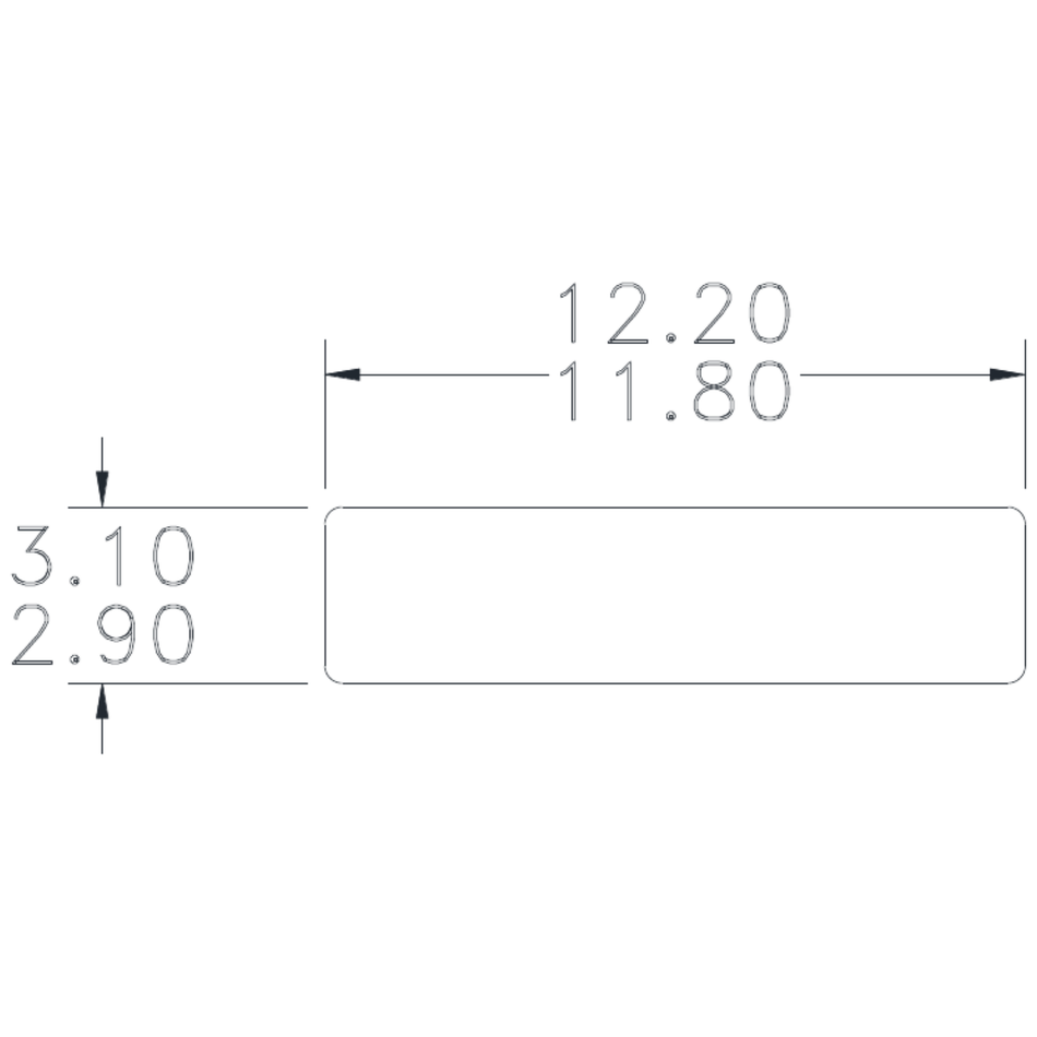 12 x 3mm S.E. Flat - cross-section drawing