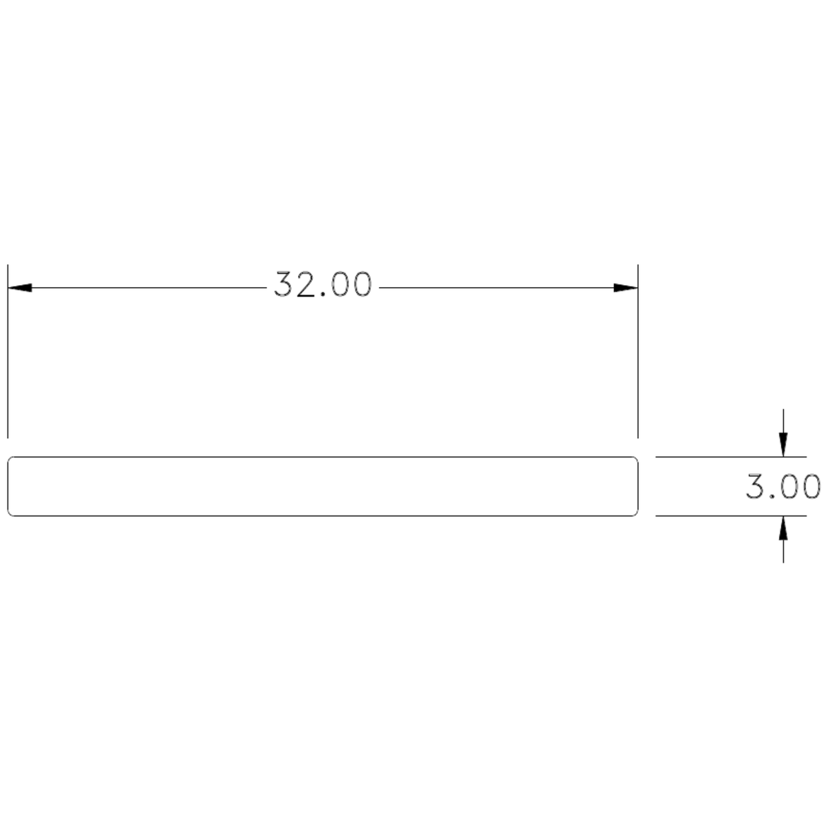 32 x 3mm S.E.Flat - cross-section drawing