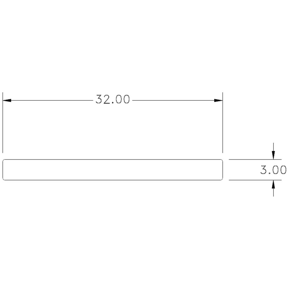 32 x 3mm S.E.Flat - cross-section drawing