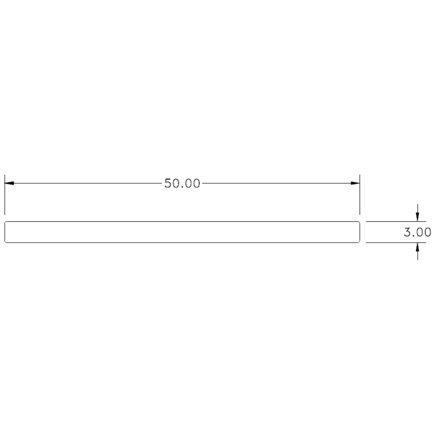50 x 3mm S.E Flat - cross-section drawing