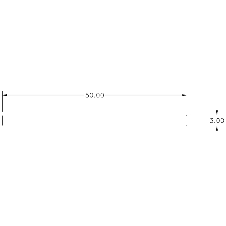 50 x 3mm S.E Flat - cross-section drawing