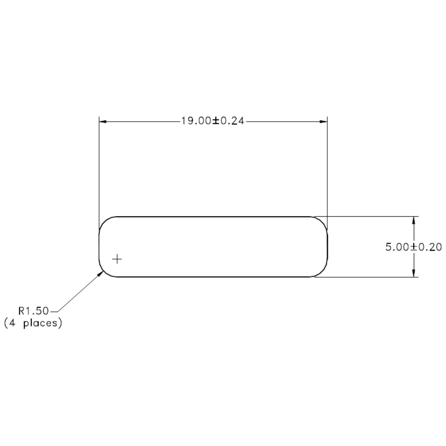 19.0 x 5.0 R/Cnr. Flat - cross-section drawing