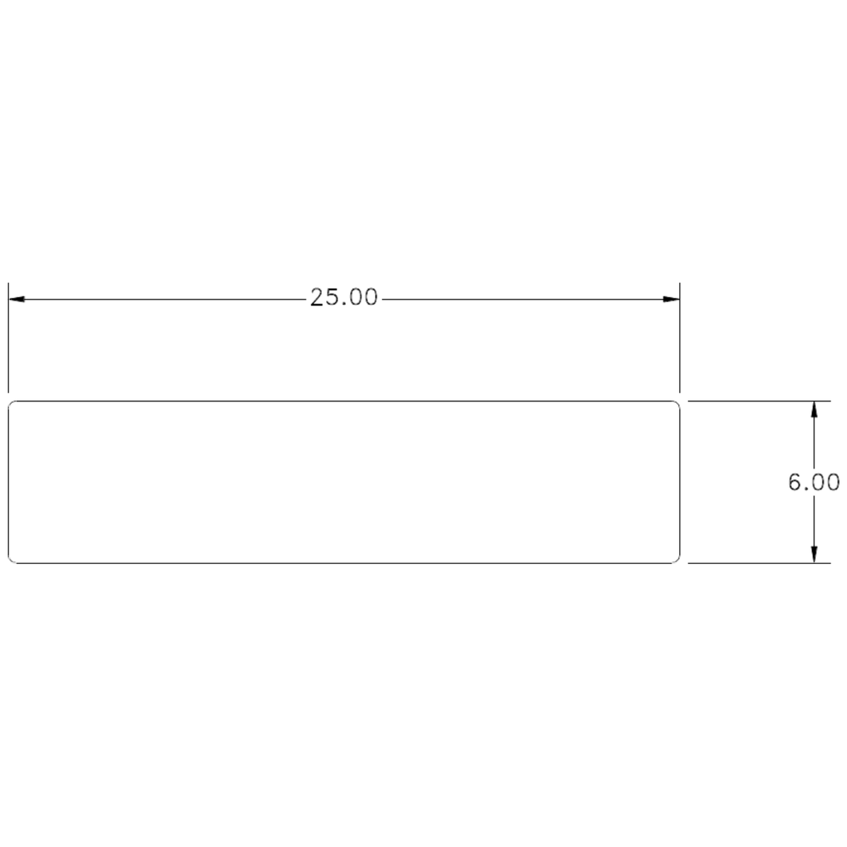 25 x 6mm S.E. Flat - cross-section drawing