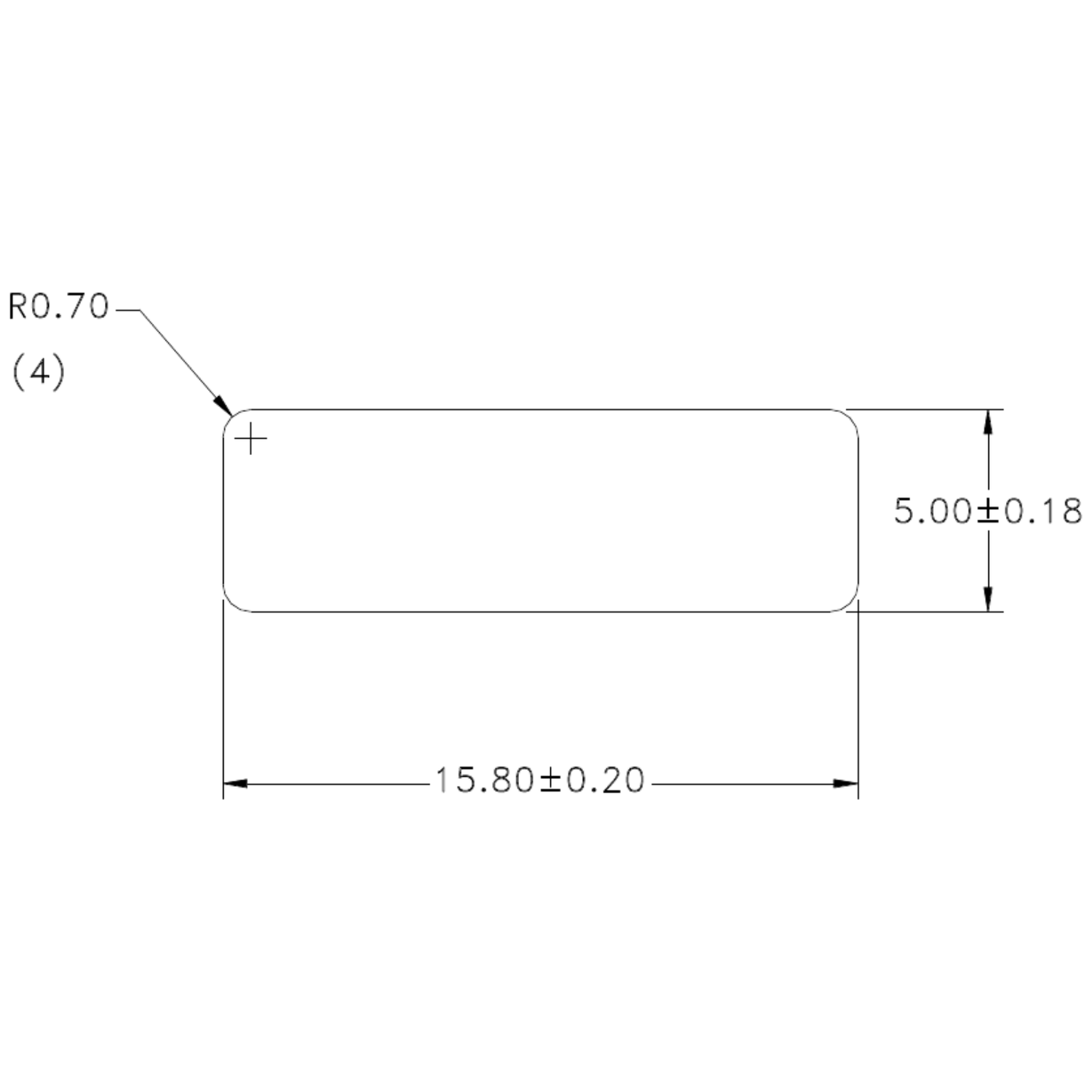 15.8 x 5mm R/cnr Flat (V.4.) - cross-section drawing