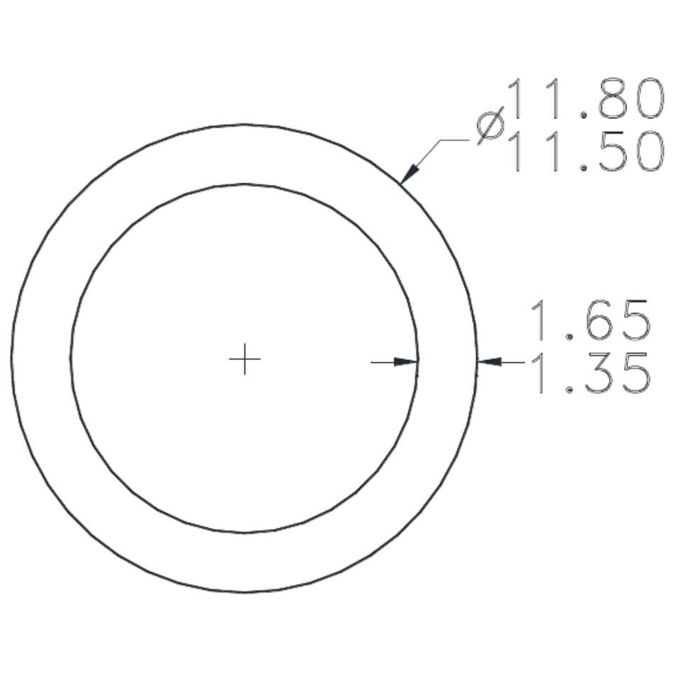 11.8 x 1.5mm Tube - cross-section drawing