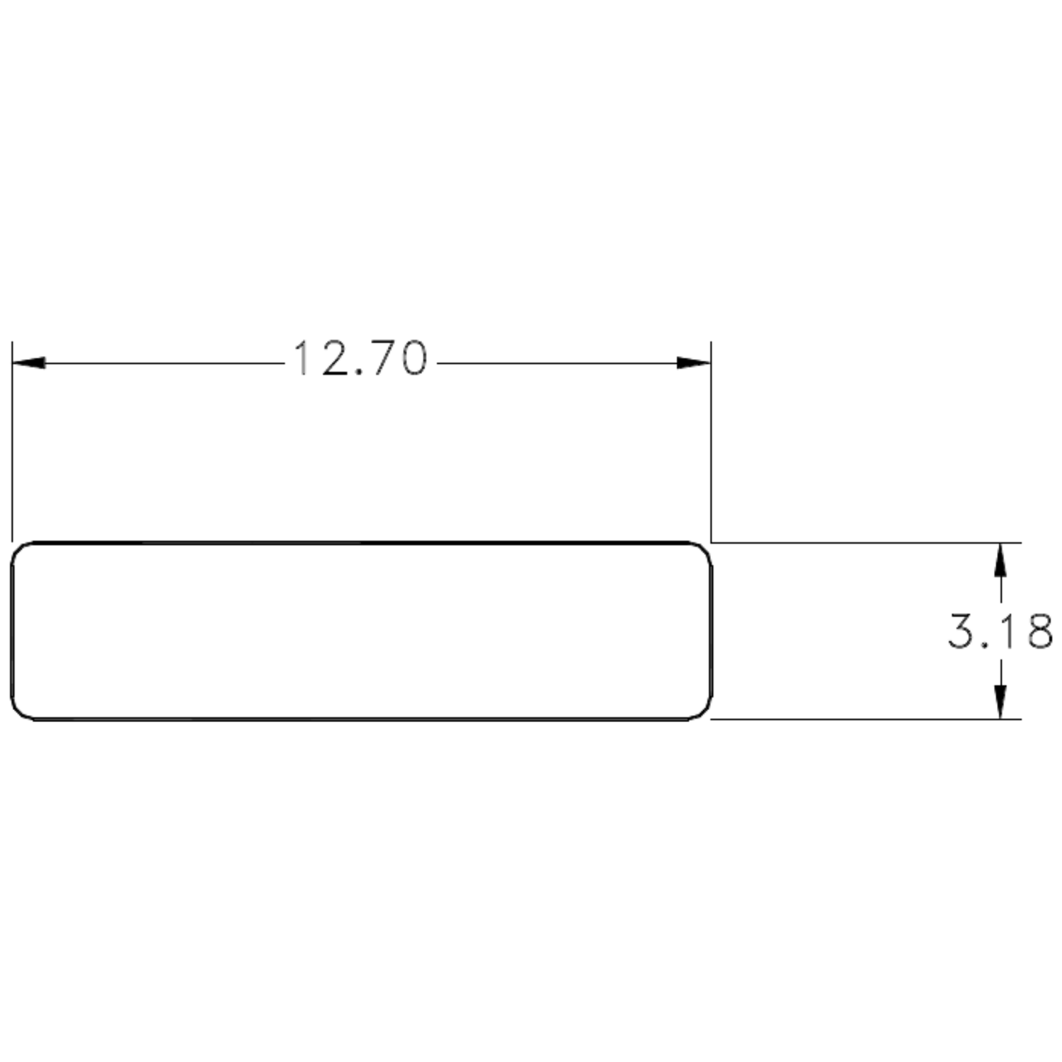 1/2" x 1/8" S.E. Flat - cross-section drawing
