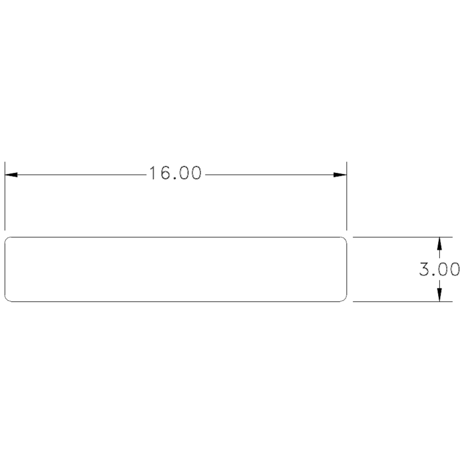 16 x 3 S.E. Flat - cross-section drawing