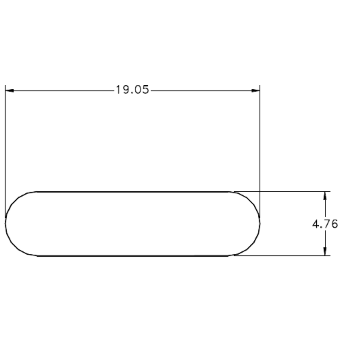 3/4" x 3/16" R.E. Flat - cross-section drawing