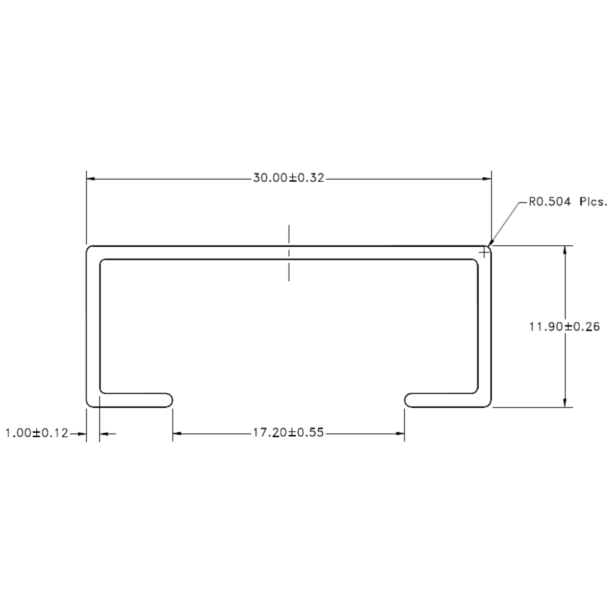 C Channel - cross-section drawing
