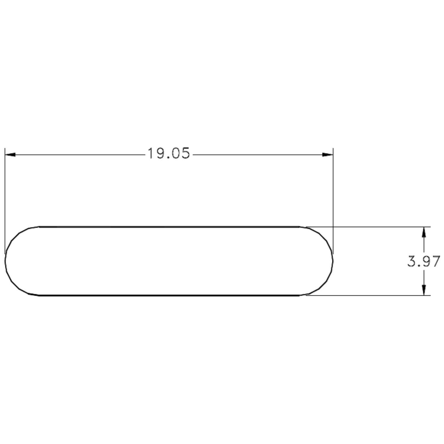 3/4" x 5/32" R.E. Flat - cross-section drawing