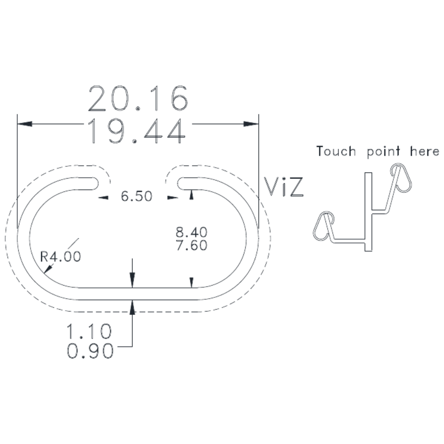 Bottom Rail - cross-section drawing