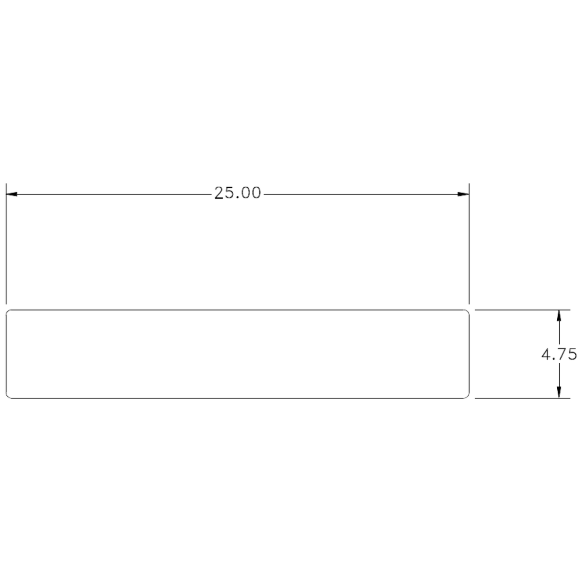 25 x 4.75mm Square Edge Flat - cross-section drawing