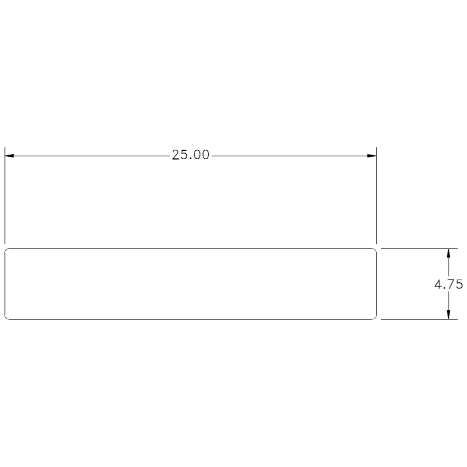 25 x 4.75mm Square Edge Flat - cross-section drawing