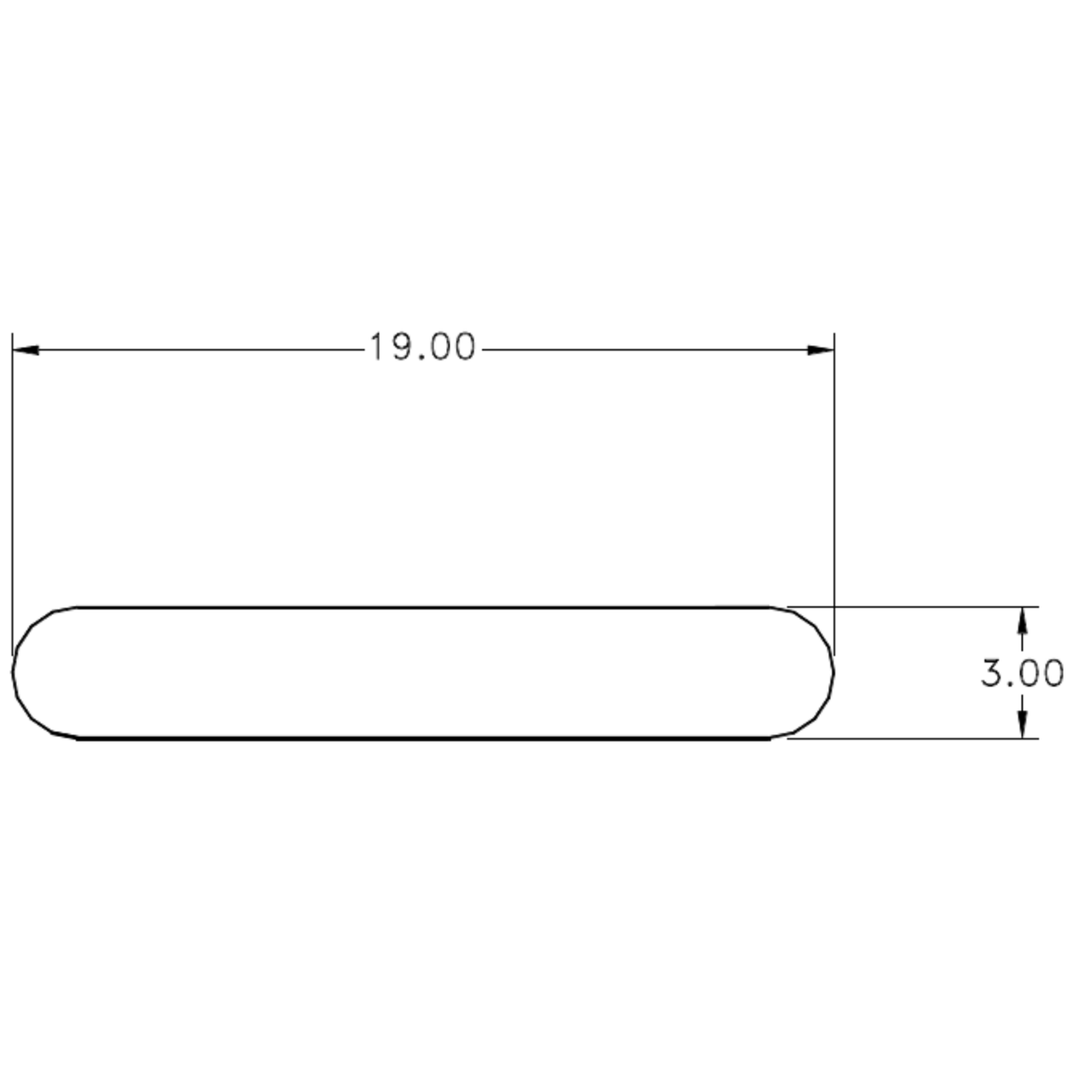 19 x 3mm R.E. Flat - cross-section drawing