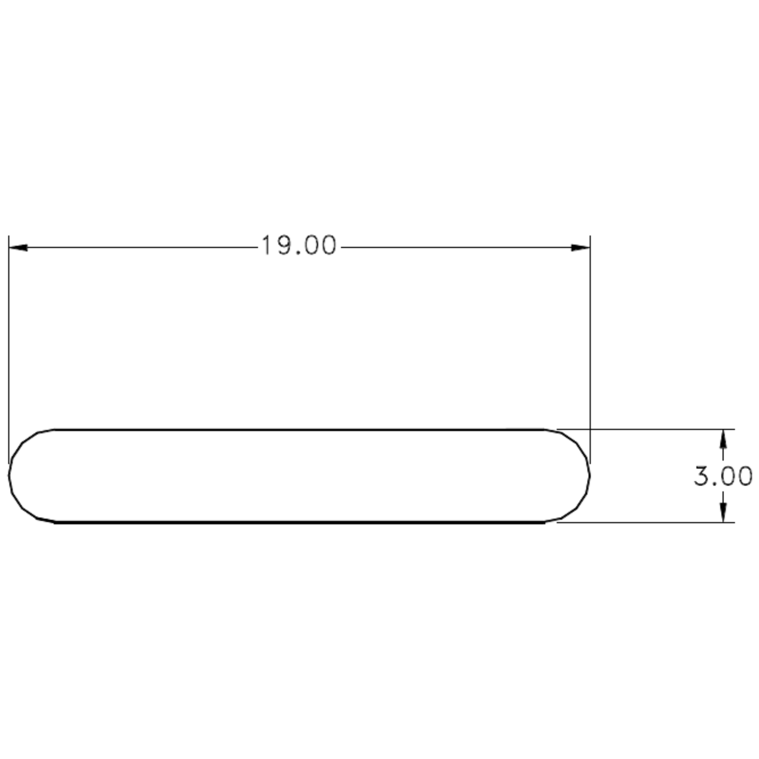 19 x 3mm R.E. Flat - cross-section drawing
