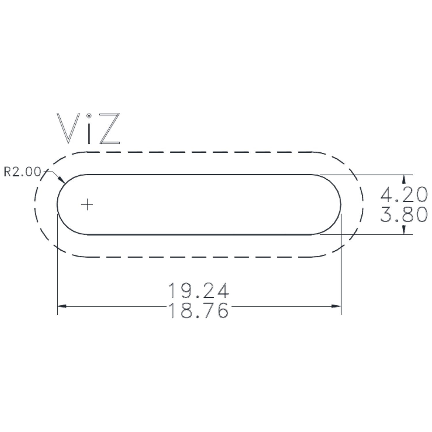 19 x 4mm R.E. Flat - cross-section drawing