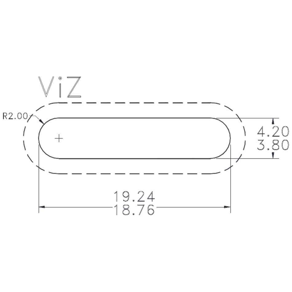 19 x 4mm R.E. Flat - cross-section drawing
