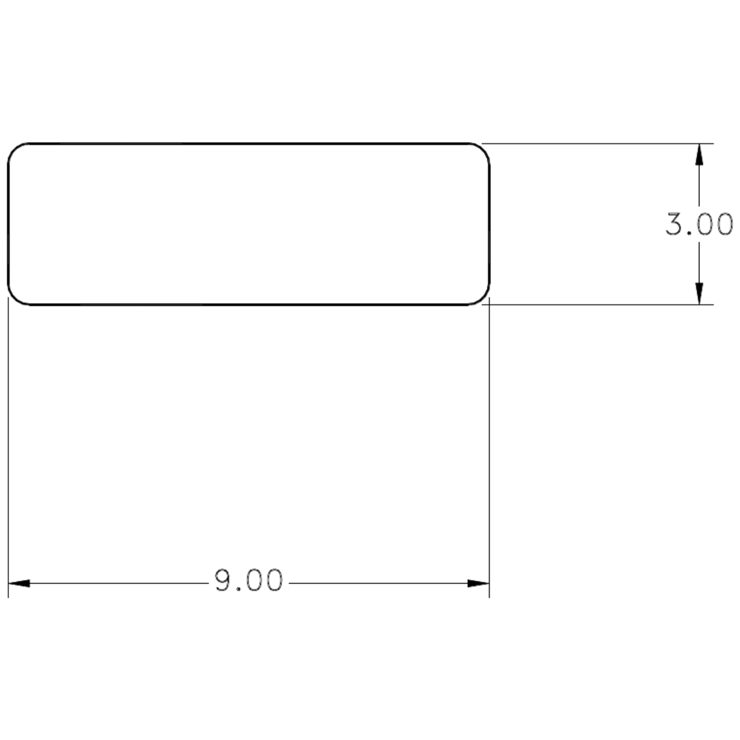 9 x 3mm S.E. Flat - cross-section drawing
