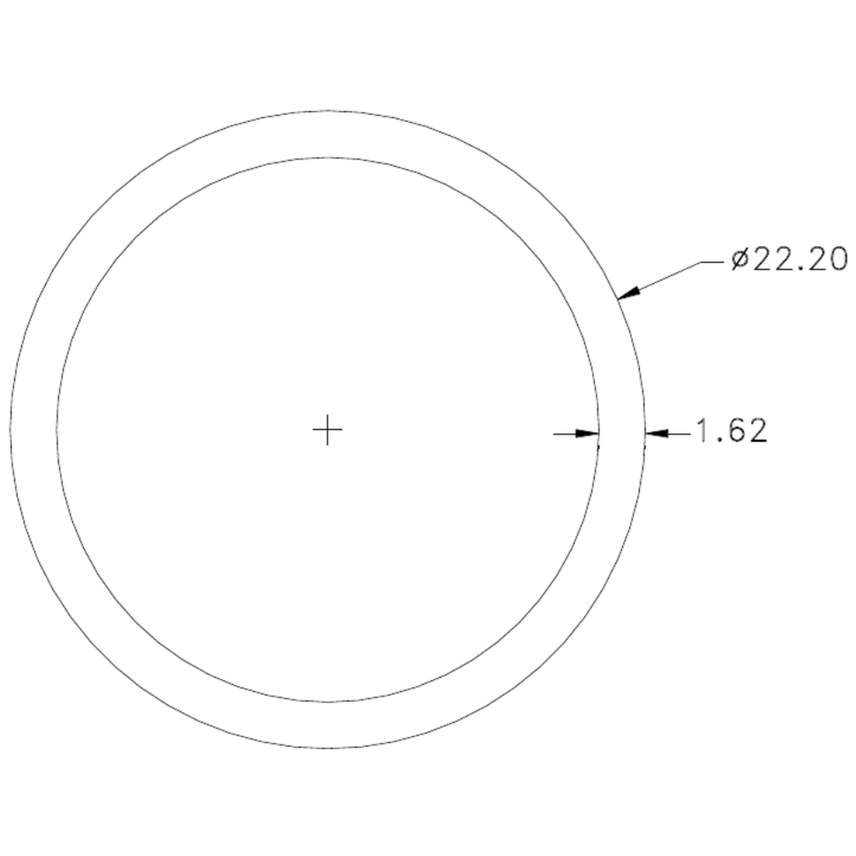 7/8" X 16g Tube - cross-section drawing