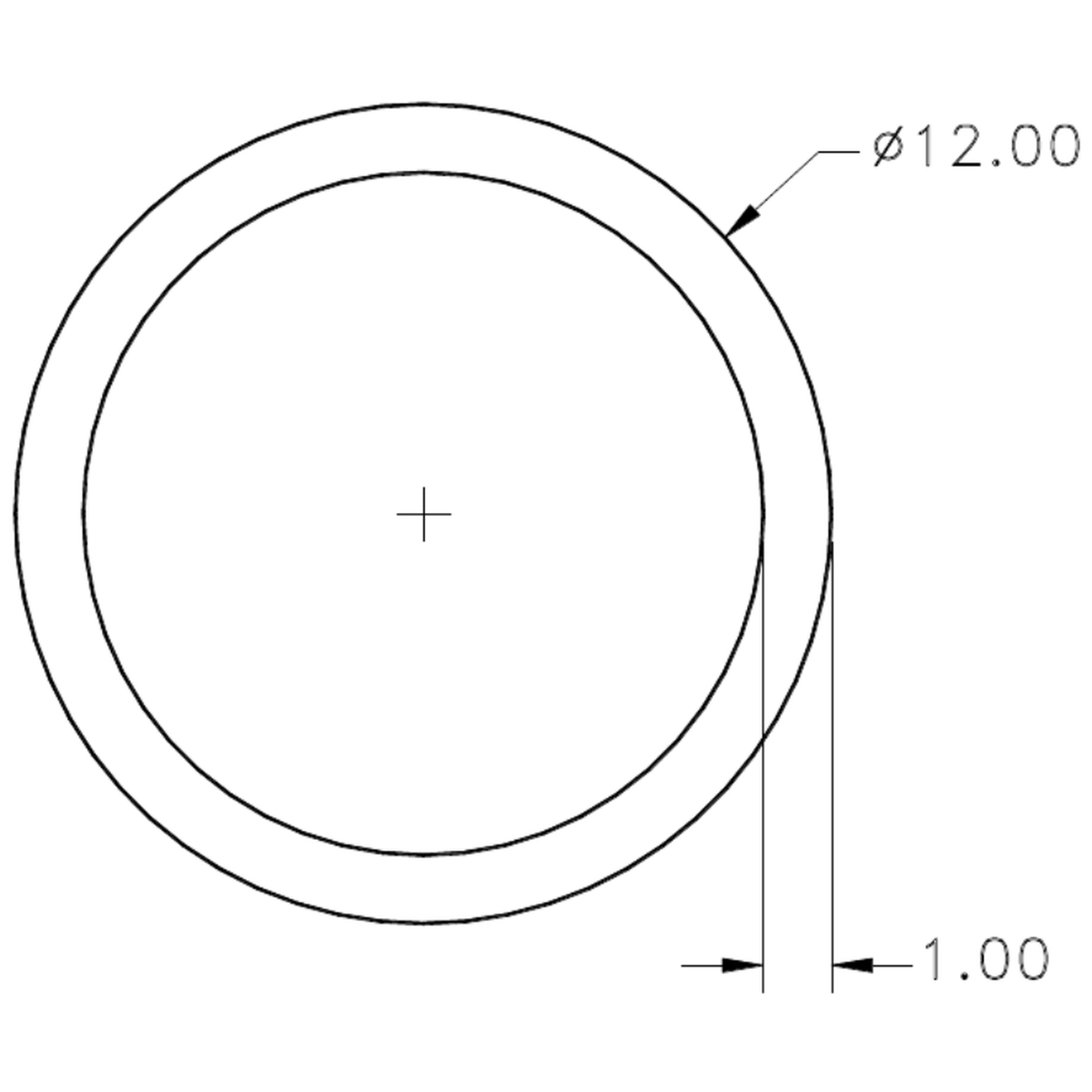 12.0 x 1.0mm Tube - cross-section drawing