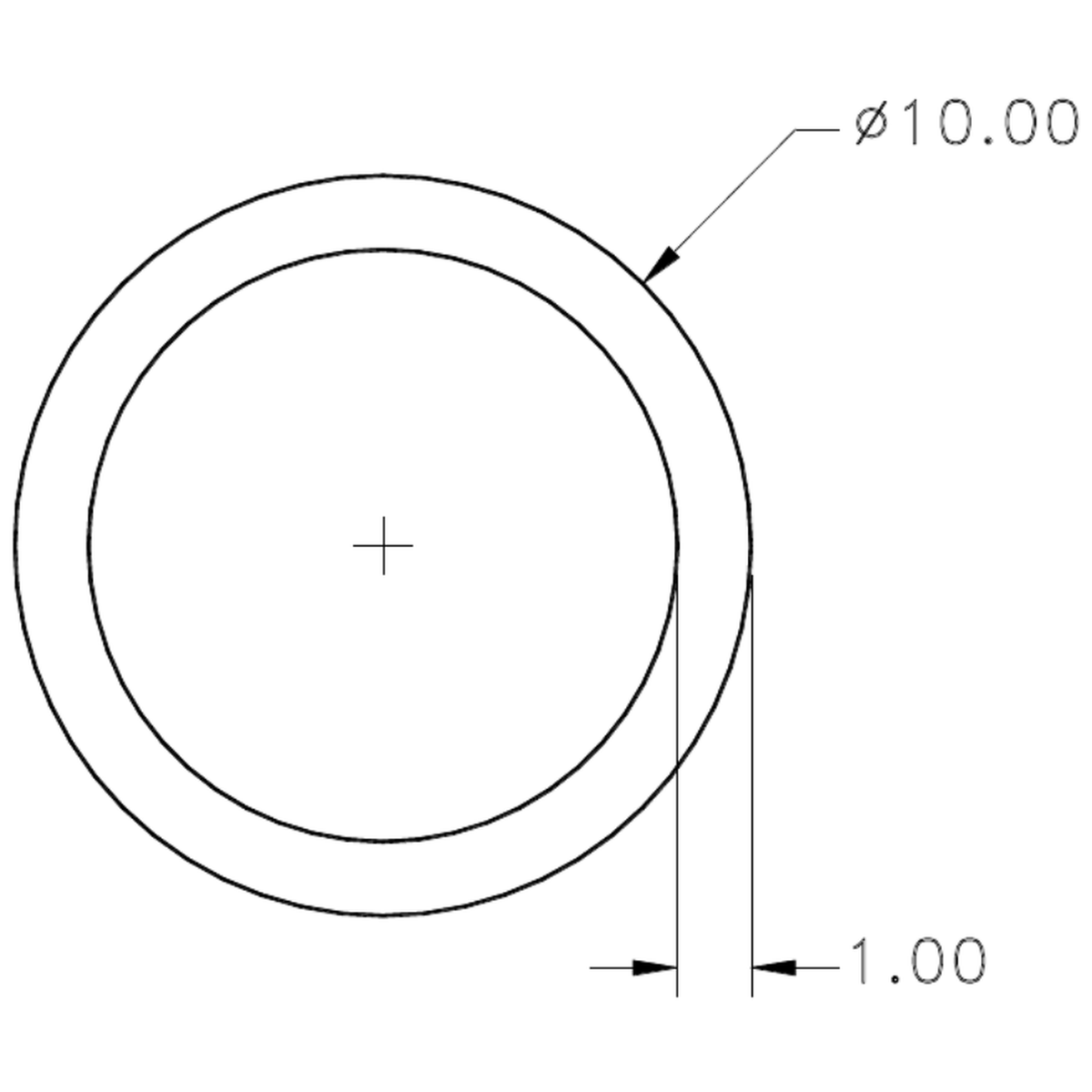 10.0 x 1.0mm Tube - cross-section drawing