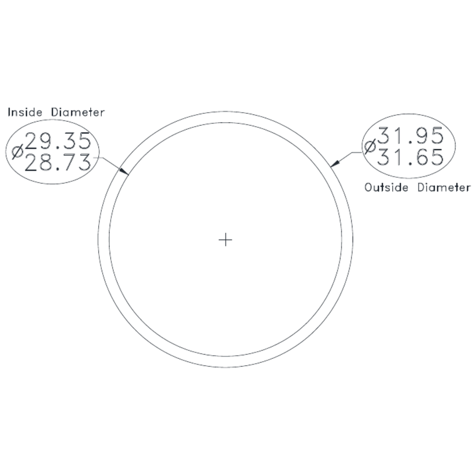 31.8 x 1.40mm Round Tube - cross-section drawing