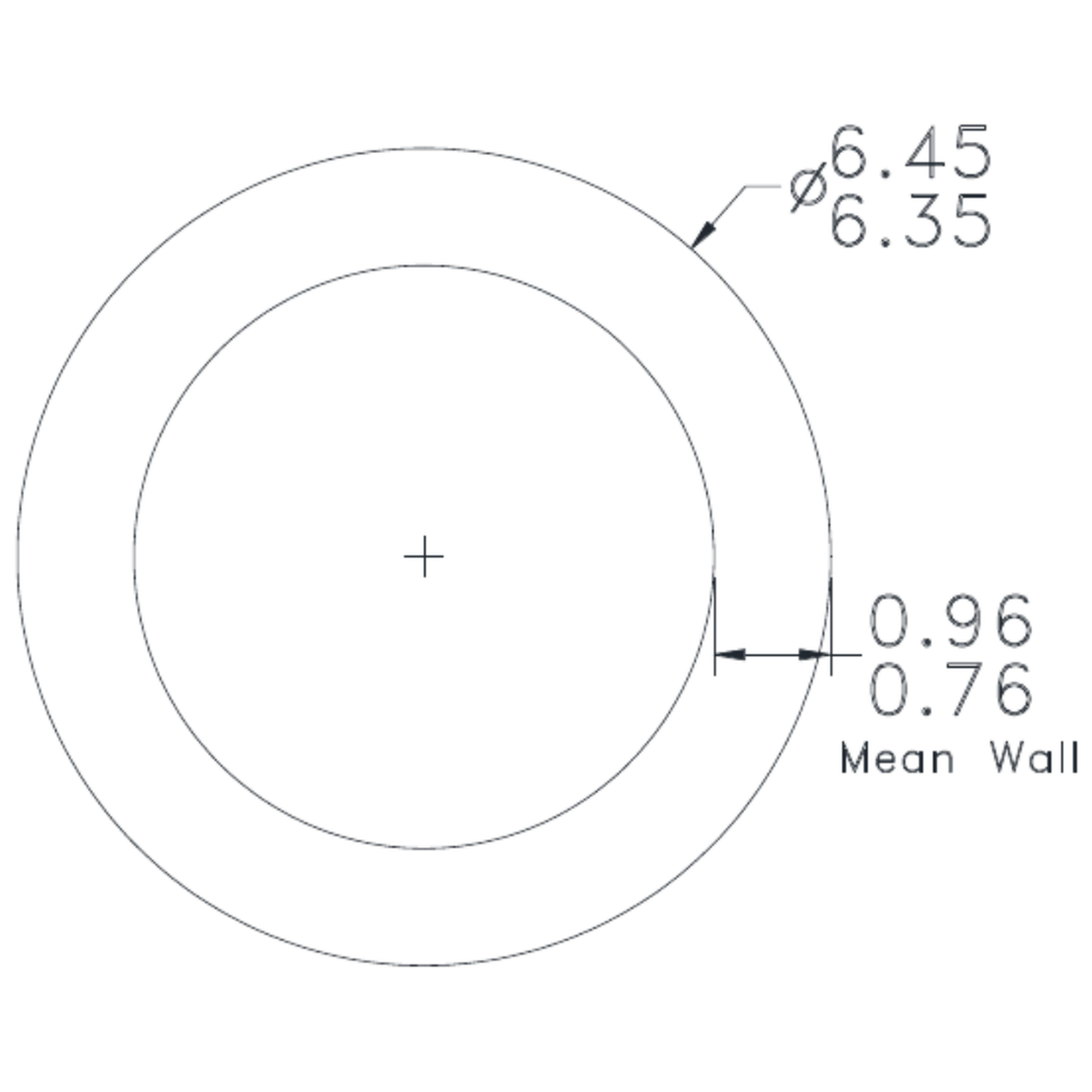 6.35 x 0.91 W.T Tube - cross-section drawing