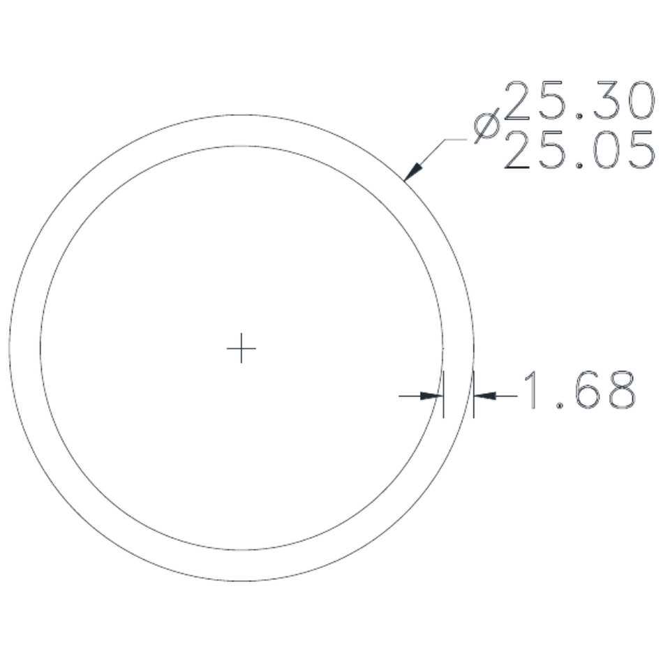 25.15 x 1.68mm Round Tube - cross-section drawing