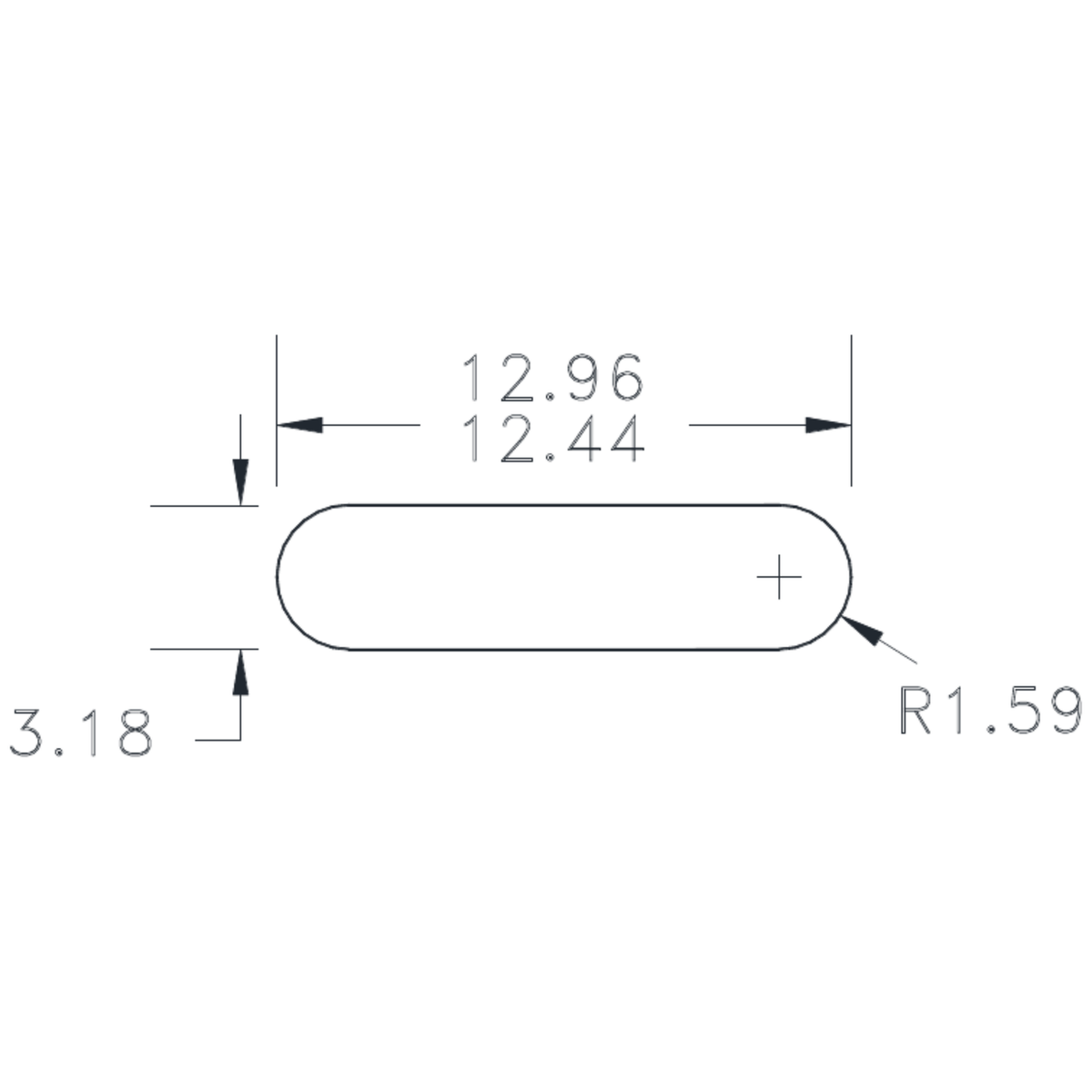 1/2" x 1/8" R.E. Flat - cross-section drawing