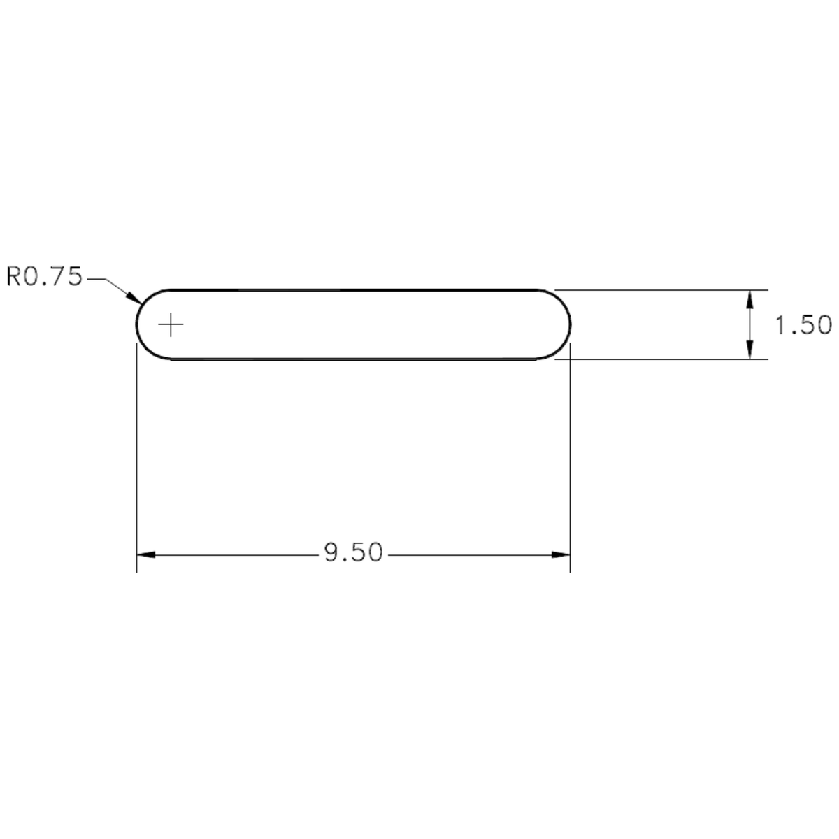 9.5 x 1.5mm Radius Edge - cross-section drawing