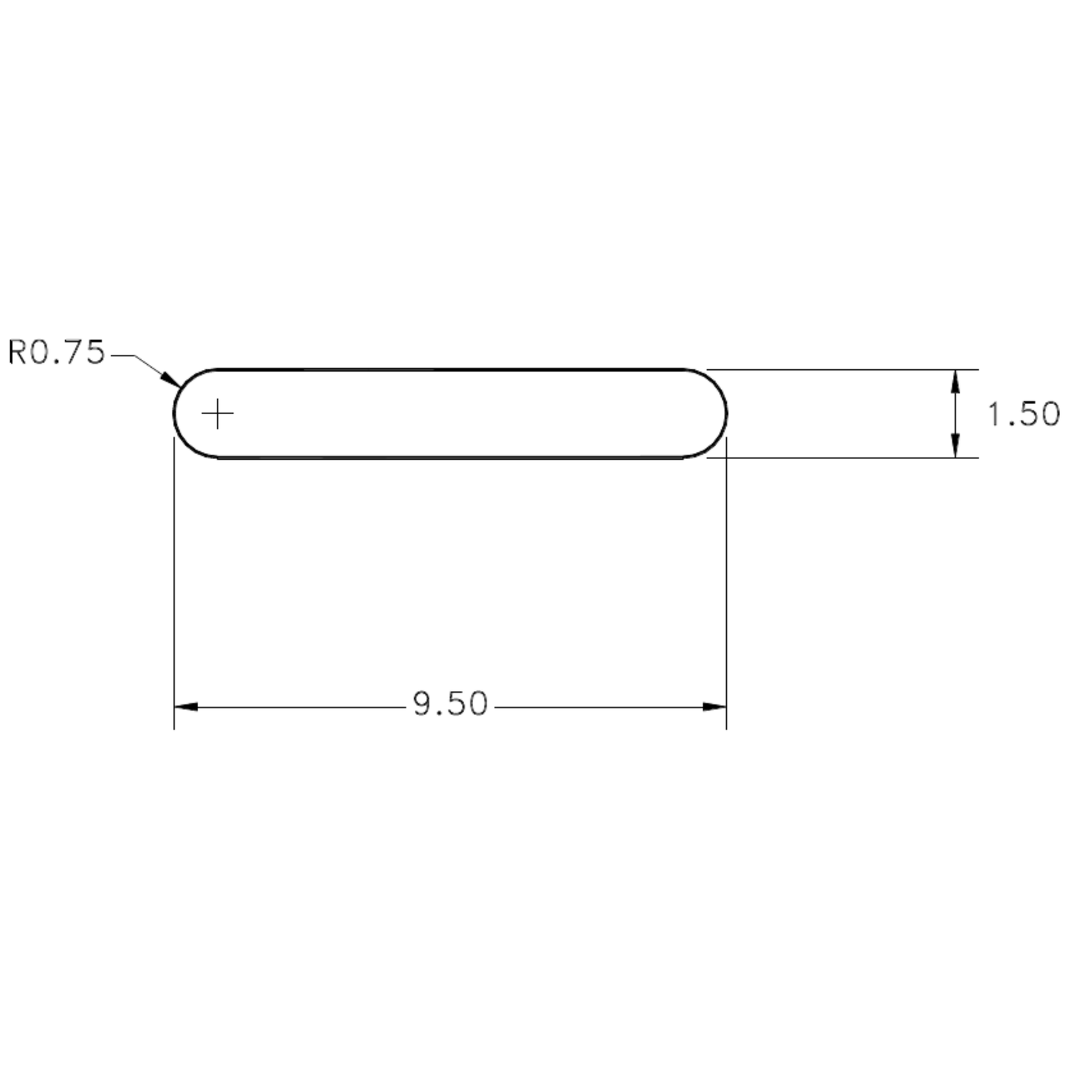 9.5 x 1.5mm Radius Edge - cross-section drawing