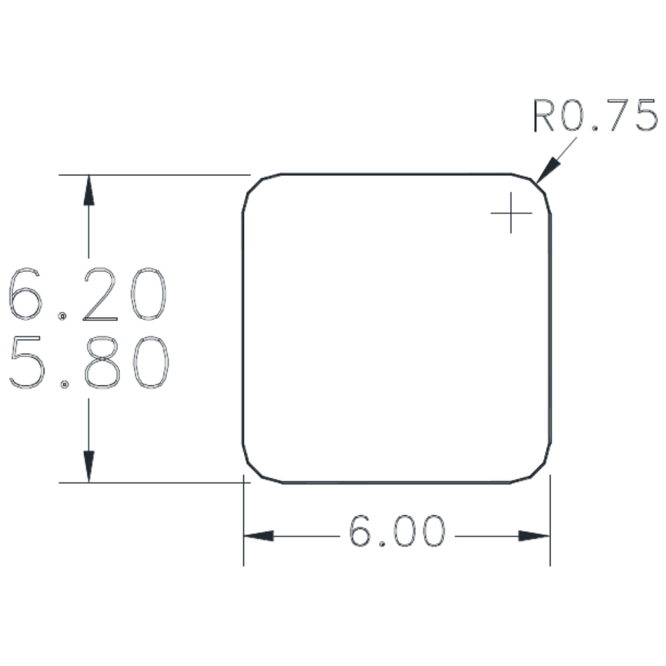 6.0mm Square Bar Tilt Rod. - cross-section drawing