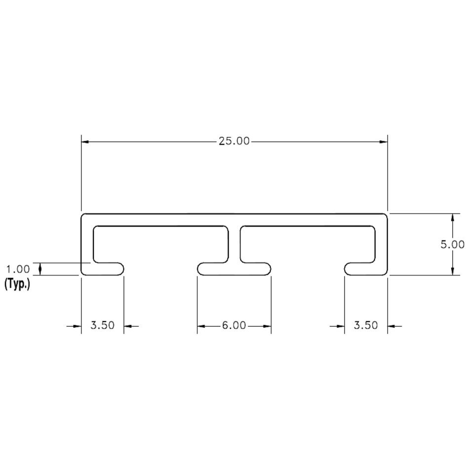 25.0 x 5.0mm Scotia - cross-section drawing