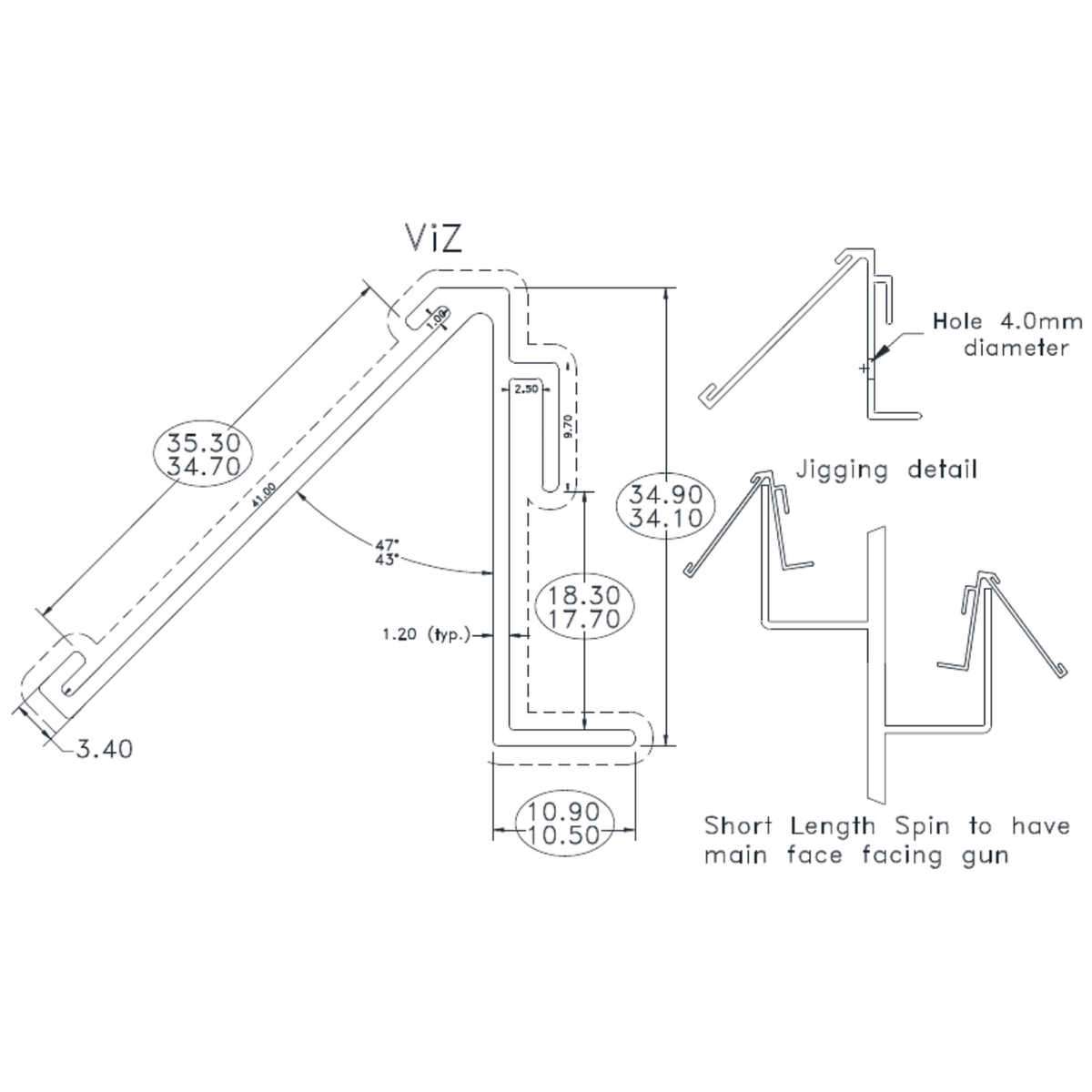Label Holder - cross-section drawing
