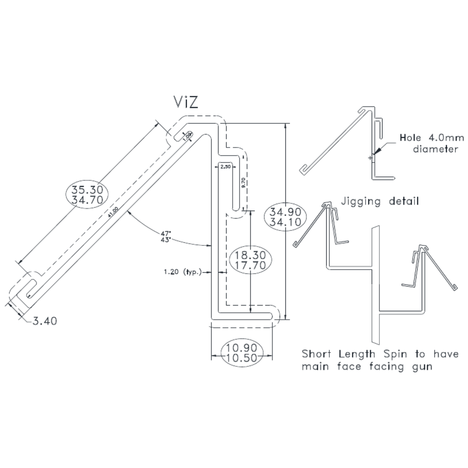 Label Holder - cross-section drawing