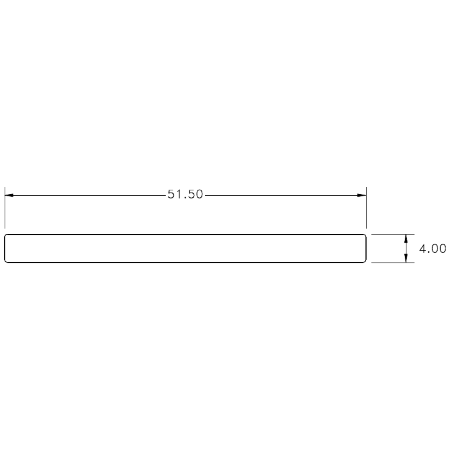 51.6 x 4.0 mm S.E. Flat Bar - cross-section drawing