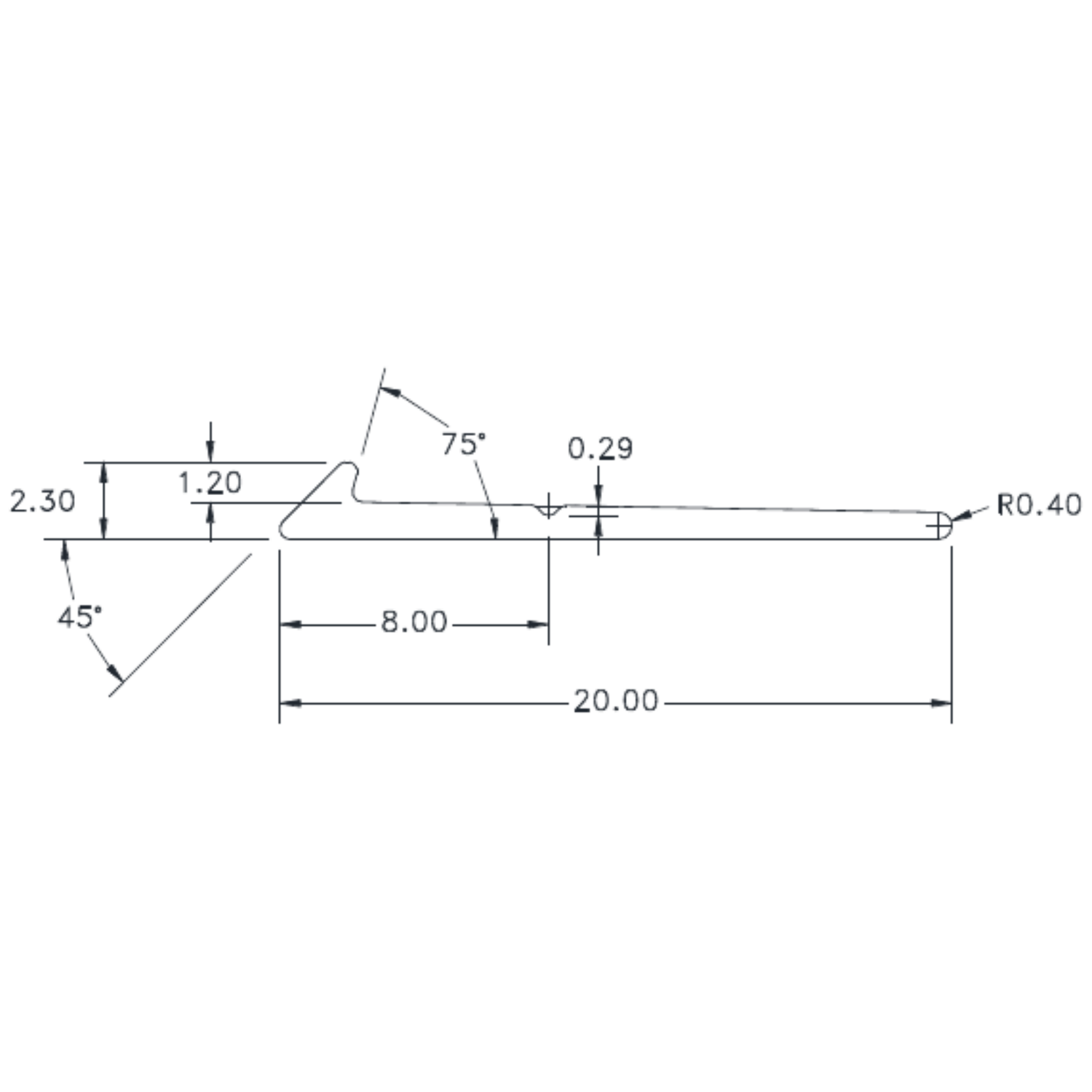 1.2mm Cap - cross-section drawing