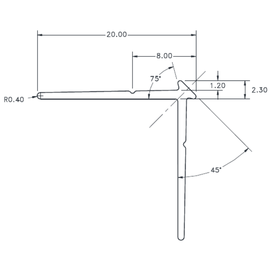 1.2mm External Corner - cross-section drawing