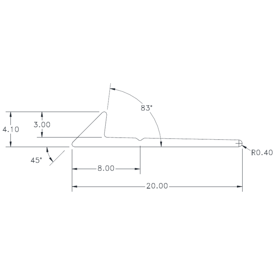 3.0mm Cap - cross-section drawing