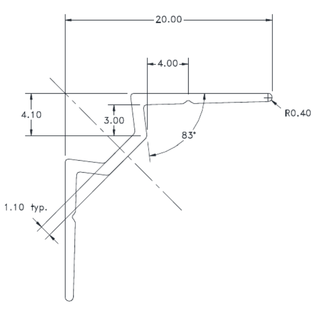 3.0mm Internal Corner - cross-section drawing