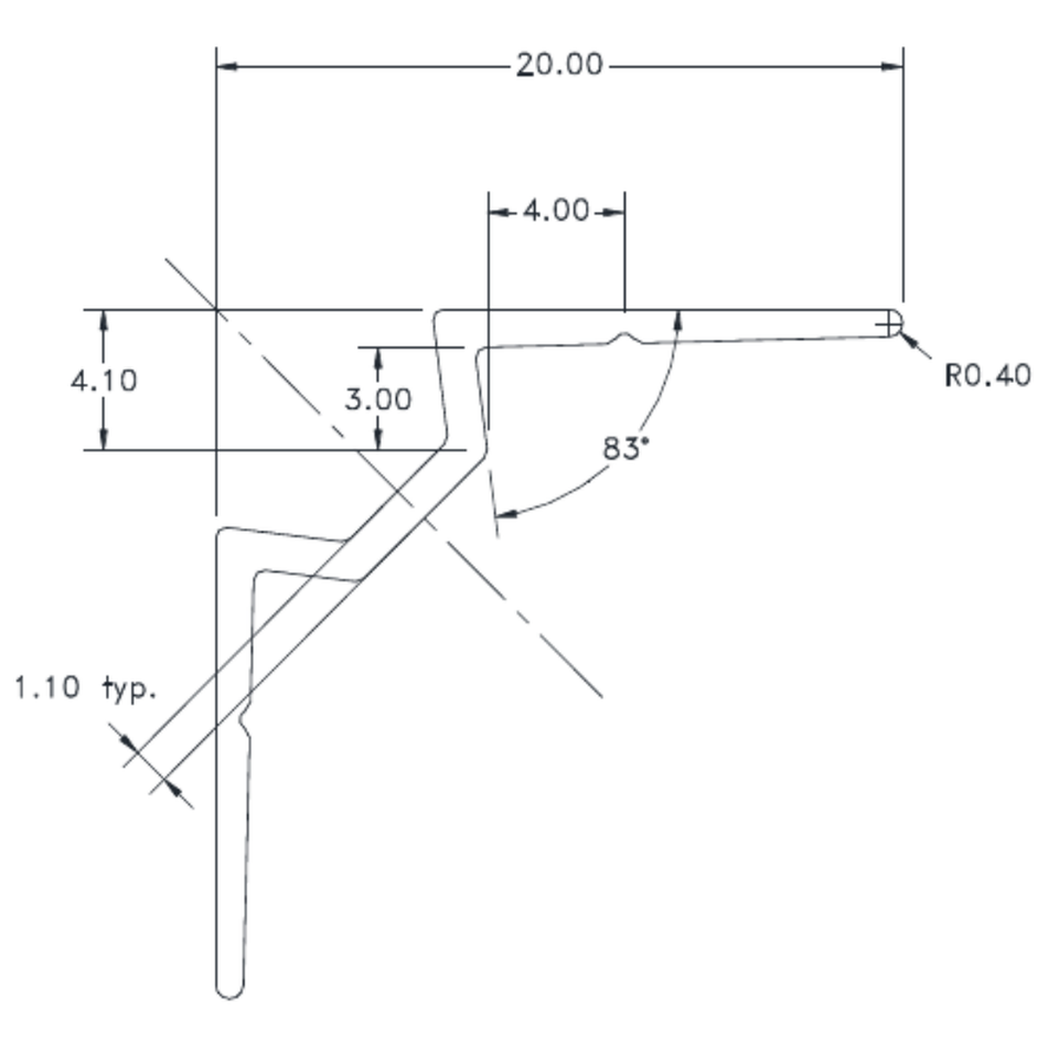 3.0mm Internal Corner - cross-section drawing