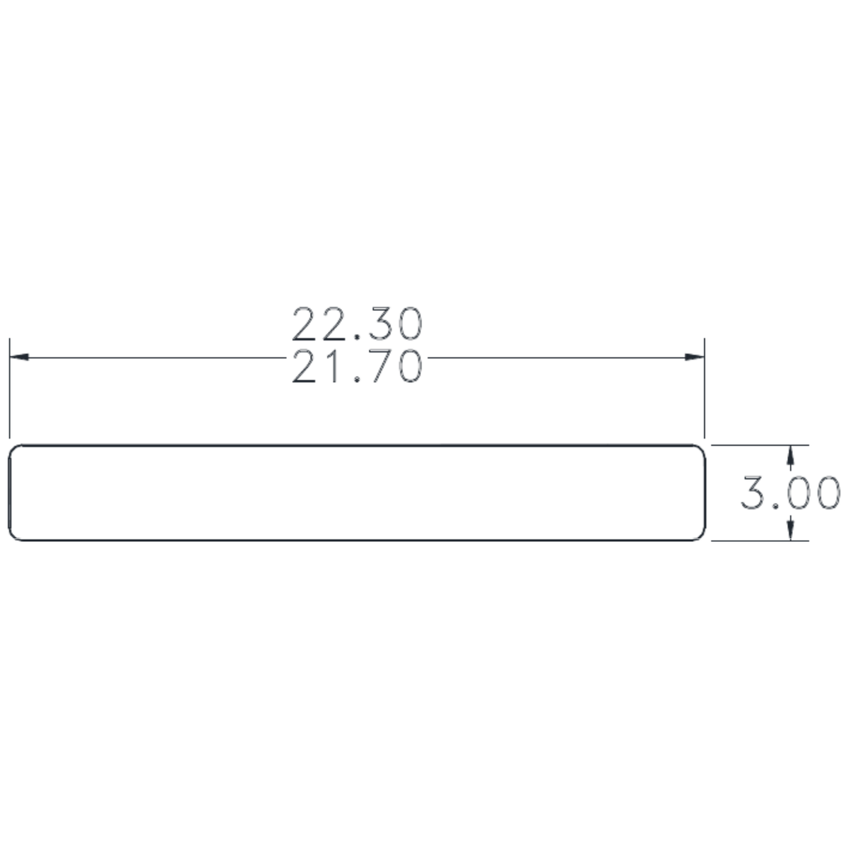 22.0 x 3.0mm Flat Bar - cross-section drawing