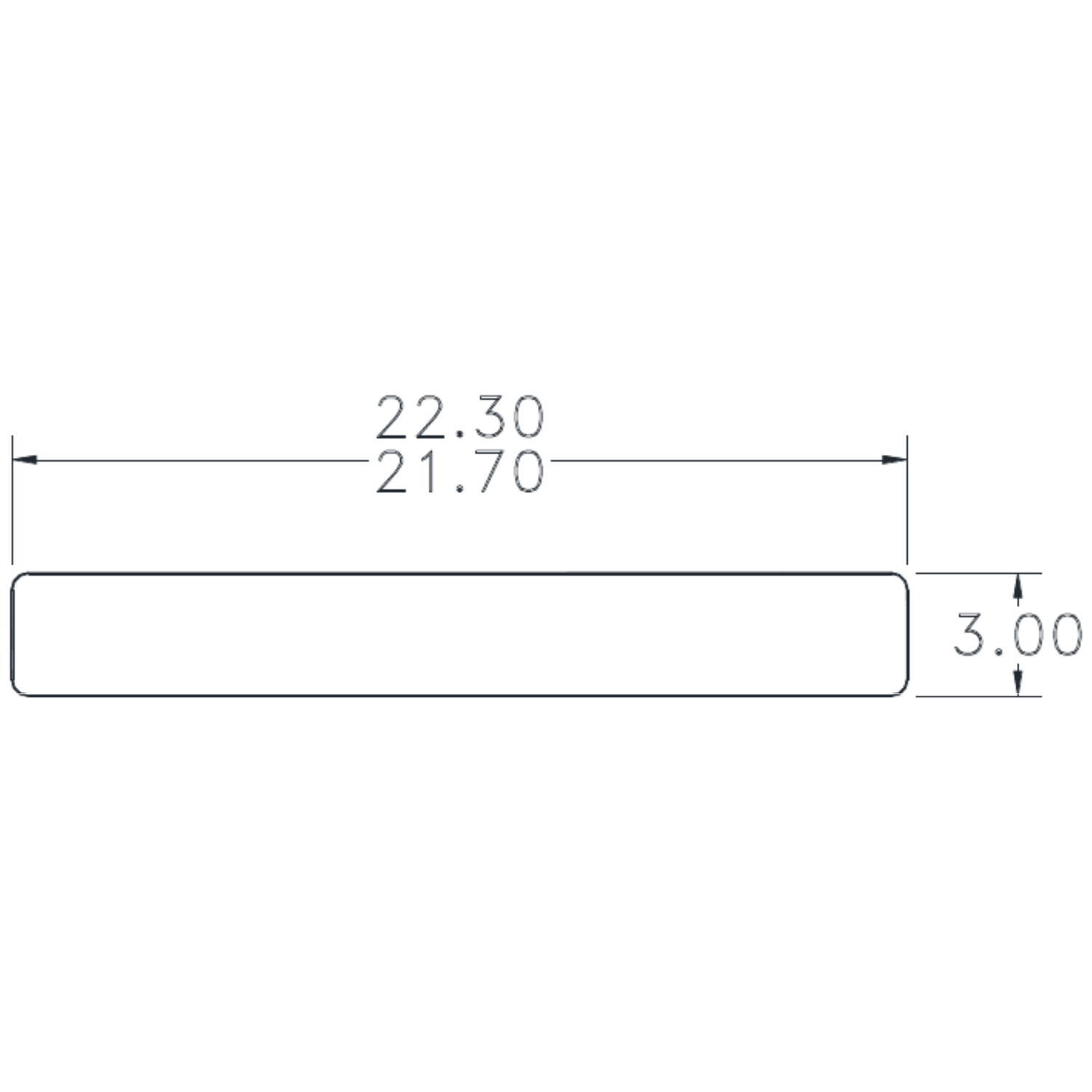 22.0 x 3.0mm Flat Bar - cross-section drawing