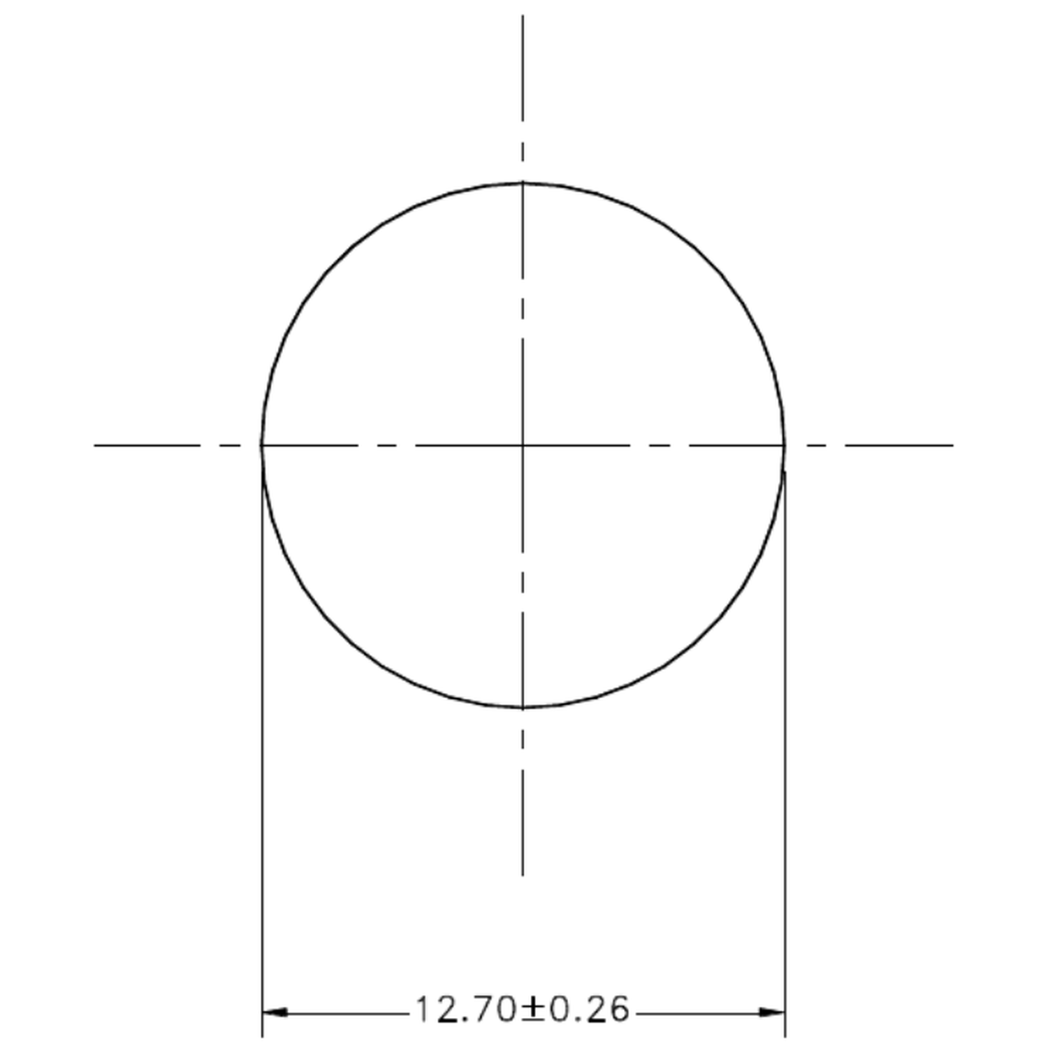 12.7mm Round Rod - cross-section drawing